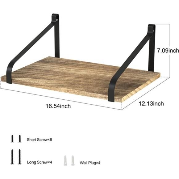 Floating Shelves Wall Mount Rustic Wood Wall Shelves with Large Storage - Picture 3 of 5